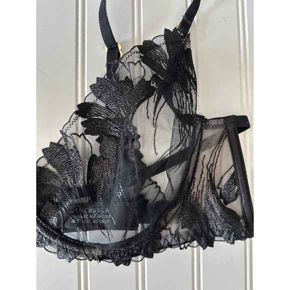 Bluebella Black Colette Bra Embroidered Underwire Size 38DDD/F Lingerie Mesh - Picture 3 of 8